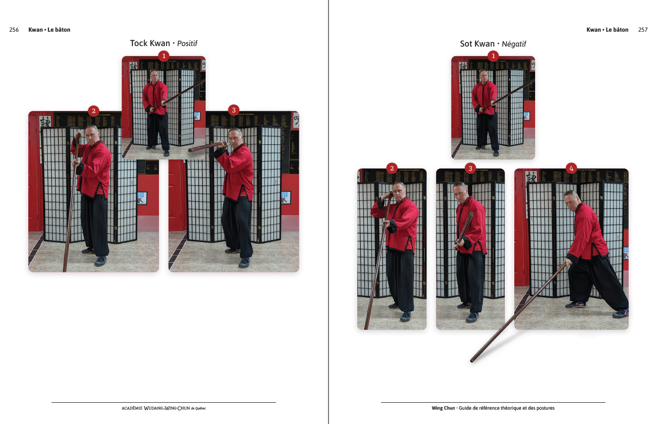 Aperçu du guide Wing Chun, pages 256–257 · le bâton